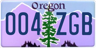 OR license plate 004ZGB