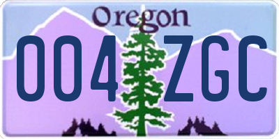 OR license plate 004ZGC