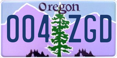 OR license plate 004ZGD