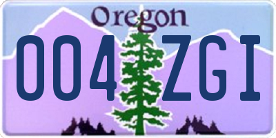 OR license plate 004ZGI