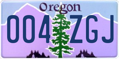 OR license plate 004ZGJ