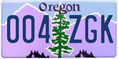 OR license plate 004ZGK