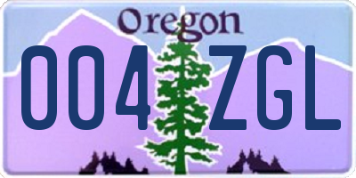 OR license plate 004ZGL