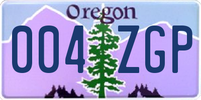 OR license plate 004ZGP