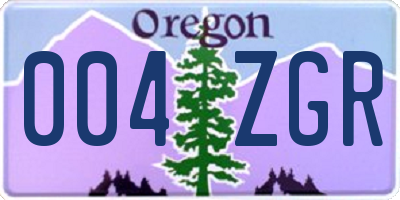 OR license plate 004ZGR