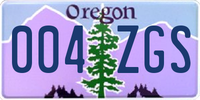 OR license plate 004ZGS