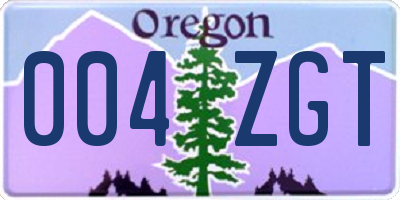 OR license plate 004ZGT