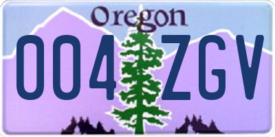 OR license plate 004ZGV