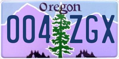 OR license plate 004ZGX
