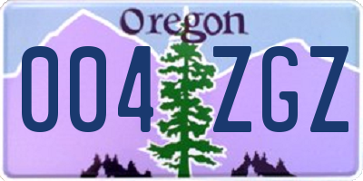 OR license plate 004ZGZ