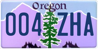 OR license plate 004ZHA