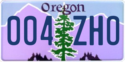 OR license plate 004ZHO