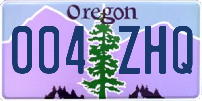 OR license plate 004ZHQ