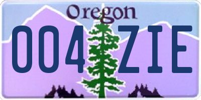 OR license plate 004ZIE