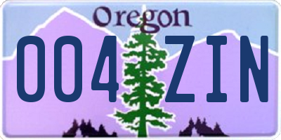 OR license plate 004ZIN