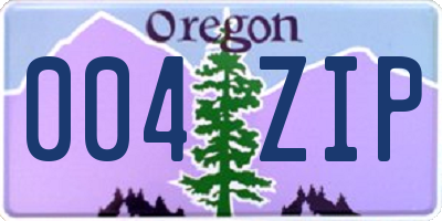 OR license plate 004ZIP
