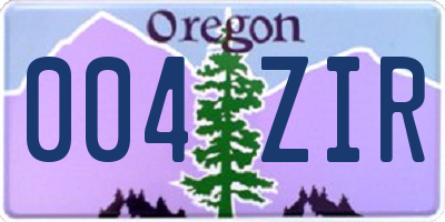 OR license plate 004ZIR
