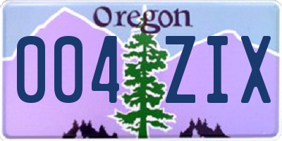 OR license plate 004ZIX