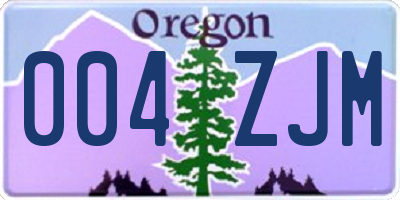 OR license plate 004ZJM