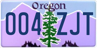 OR license plate 004ZJT