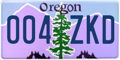 OR license plate 004ZKD