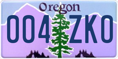 OR license plate 004ZKO