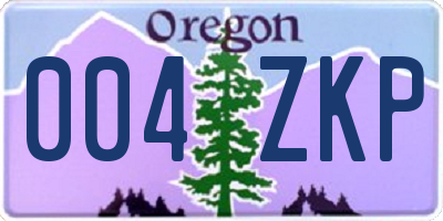 OR license plate 004ZKP