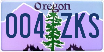 OR license plate 004ZKS