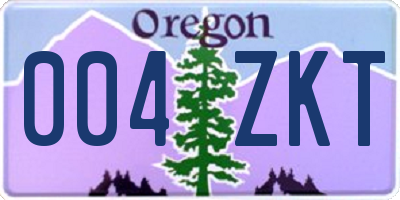 OR license plate 004ZKT