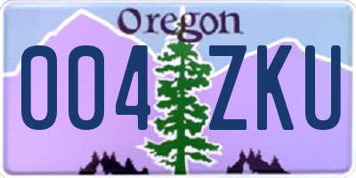 OR license plate 004ZKU