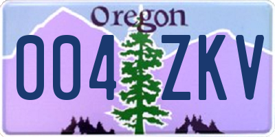 OR license plate 004ZKV