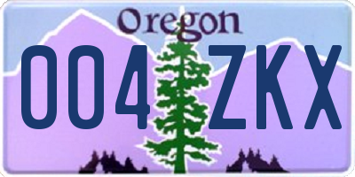 OR license plate 004ZKX
