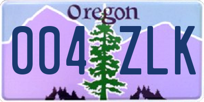OR license plate 004ZLK
