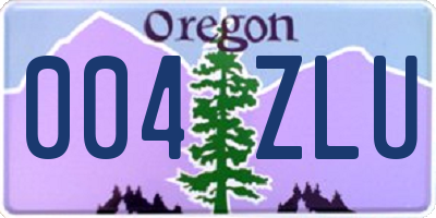 OR license plate 004ZLU