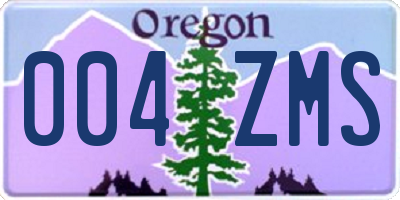 OR license plate 004ZMS
