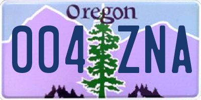 OR license plate 004ZNA