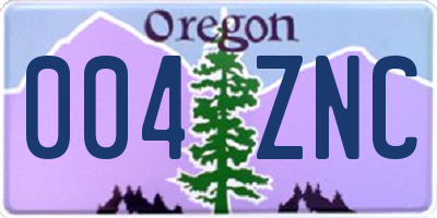 OR license plate 004ZNC