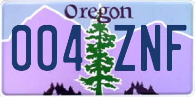 OR license plate 004ZNF