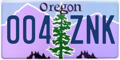 OR license plate 004ZNK
