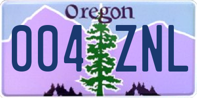OR license plate 004ZNL