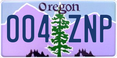 OR license plate 004ZNP