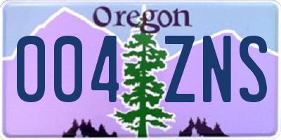 OR license plate 004ZNS