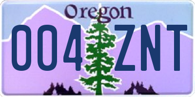 OR license plate 004ZNT