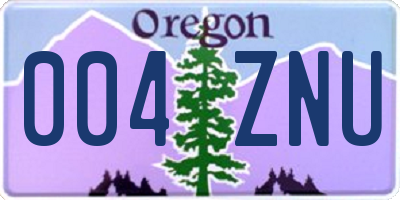 OR license plate 004ZNU