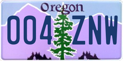 OR license plate 004ZNW