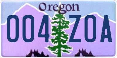 OR license plate 004ZOA