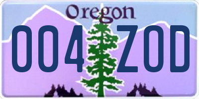 OR license plate 004ZOD
