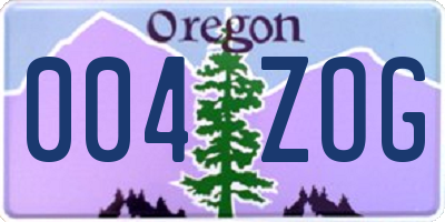 OR license plate 004ZOG