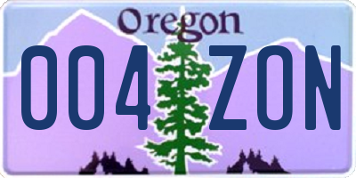 OR license plate 004ZON