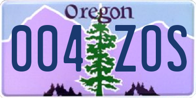 OR license plate 004ZOS